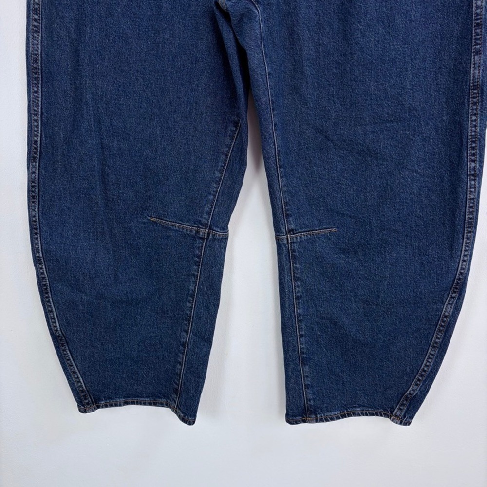 Gap Denim High Rise Studded Barrel Jeans Dark Wash Low Stretch Denim 10 Short - Picture 5 of 11